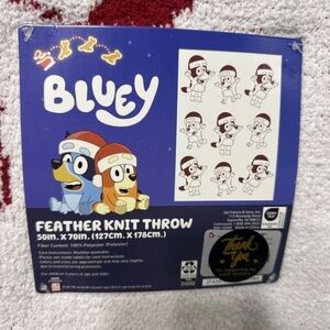 New Bluey & Bingo Red & White Reversible Christmas Feather Knit Throw Blanket